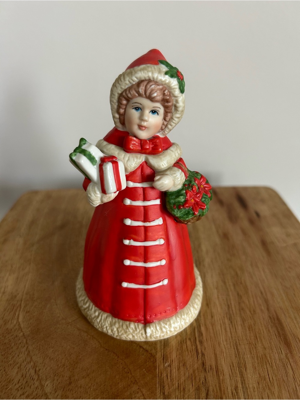 Vintage 1992 Marjorie Sarnat for Enesco Christmas Present Girl Bell Figurine